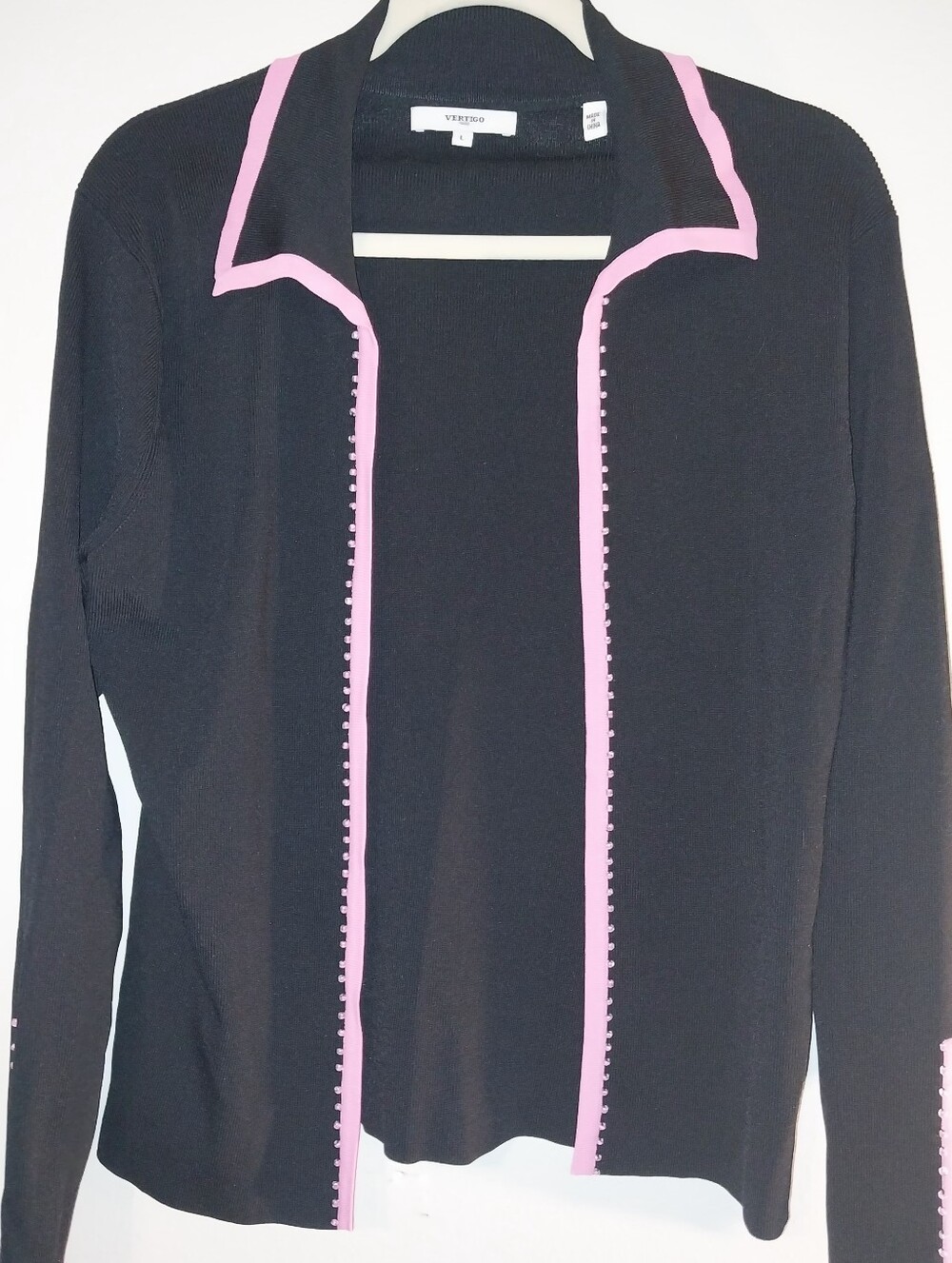 VERTIGO Paris  Black Knit Top with White Trim
